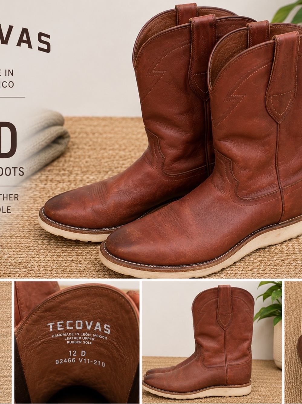 Tecovas Men's Chestnut Brown Leather Western Boots